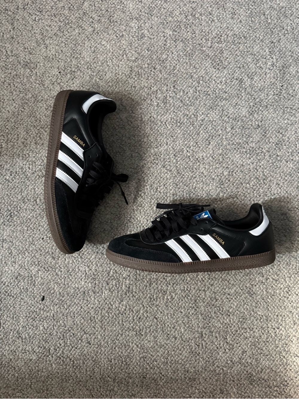 adidas Black and White Samba with Brown Gum Sole - Men’s 9.5